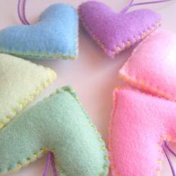 Home/Party/Wedding Hearts Decorations - Pastel, pale - Set of 6 - Ornaments/favors/decor/gifts