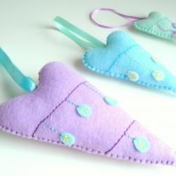 Easter Hearts Decoration - Set of 3 - Easter Eggs pastel Hearts - Ornaments/favors/decor