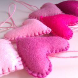 Wedding Hearts Decorations - Pink shades - Set of 6 - Ornaments/favors/decor/gifts