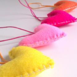 Home/Party/Wedding Hearts Decorations - pink, orange, yellow, vibrant, neon, colorful - Set of 4 - Ornaments/favors/decor/gifts